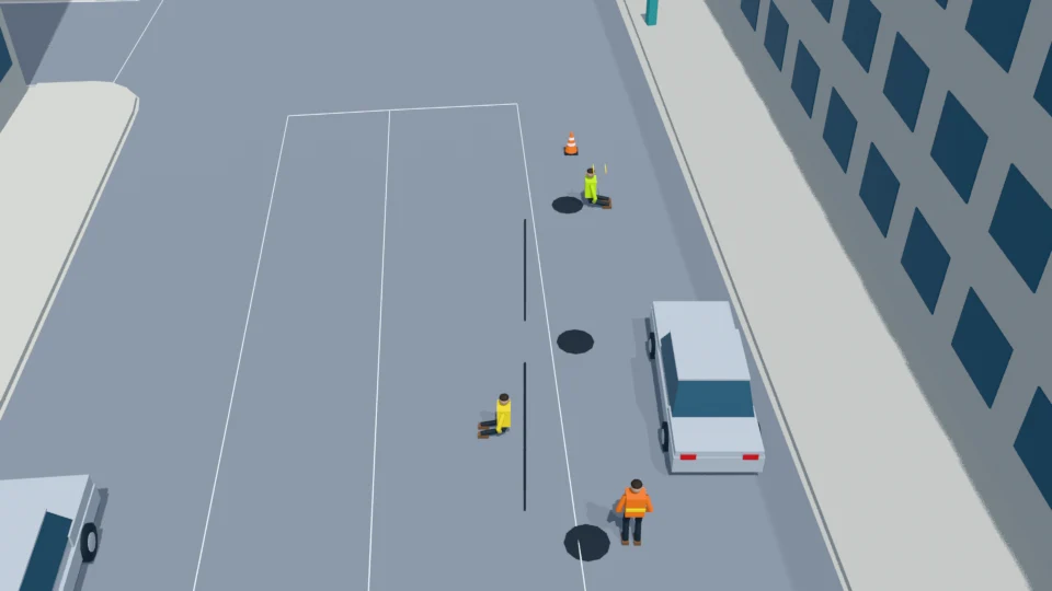 First cover worker starts moving from cover A toward cover B.