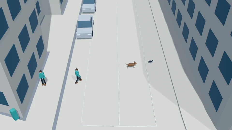 Dog reaches the ego corridor while its handler follows on foot