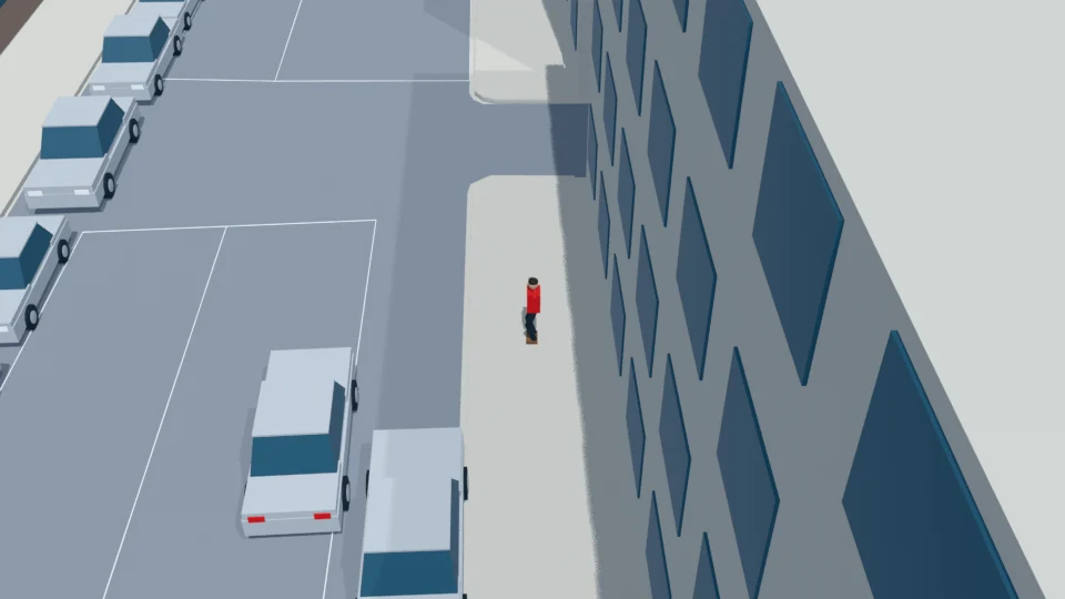 Caller turns toward the roadway without ending the call