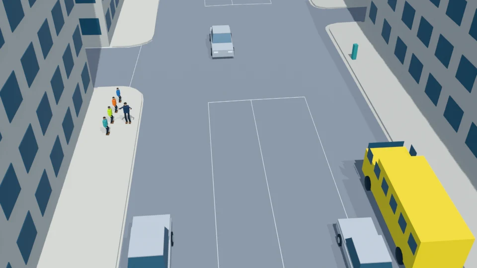 Supervisor maintains a stop signal; the school bus remains a corridor obstruction