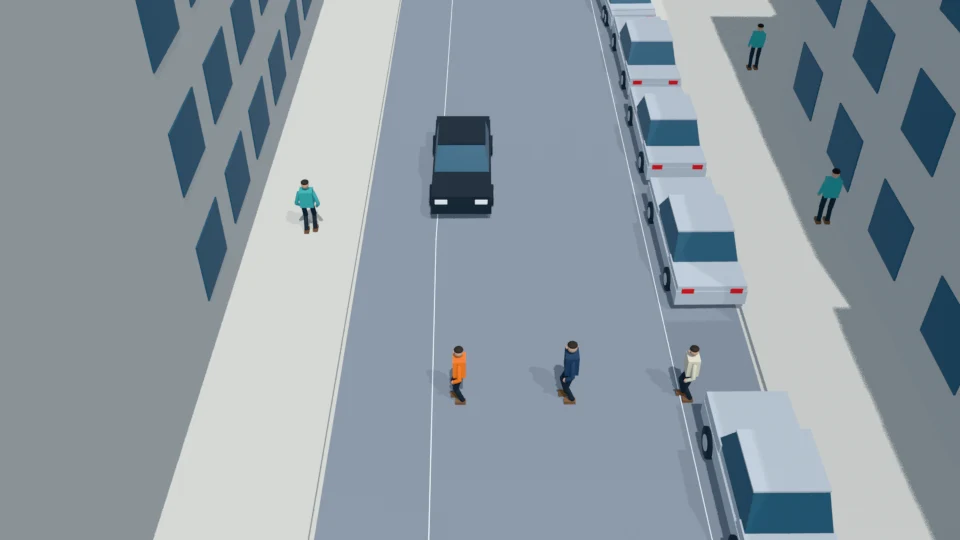A successful traffic-gap crossing prompts immediate imitation rehearsal
