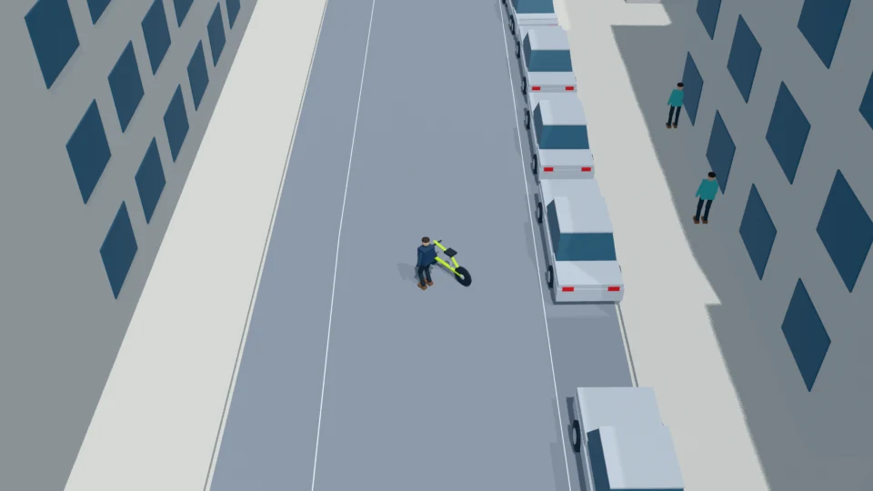 A depleted shared electric bicycle is dragged into the travel lane rehearsal