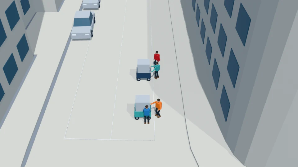 Evening market pack-up with sales continuing during cart crossings rehearsal